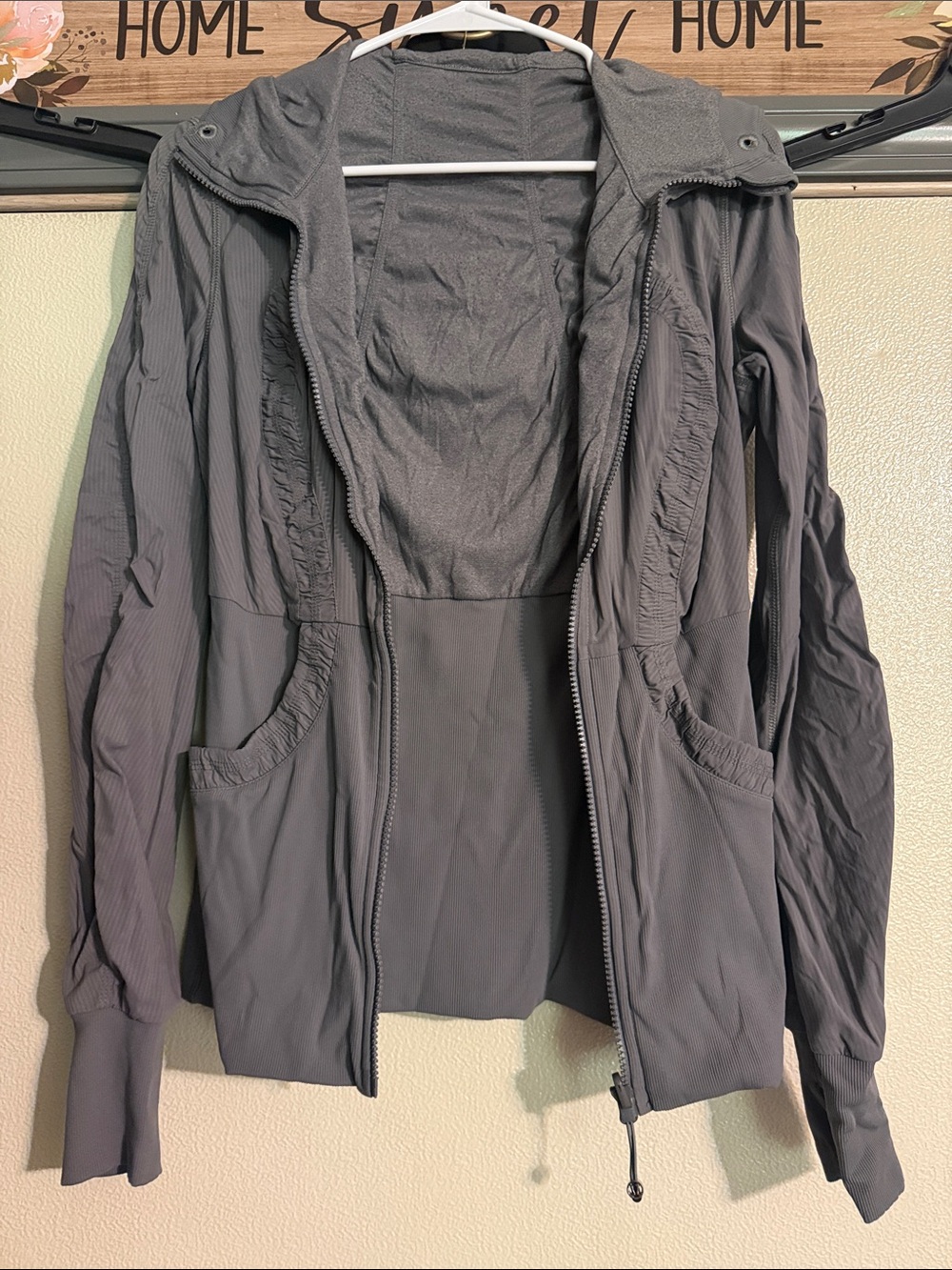 Lululemon Gray Hooded reversible Zip Jacket